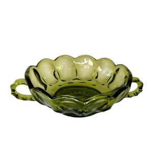 Vintage Green Depression Glass Olive / Candy Dish